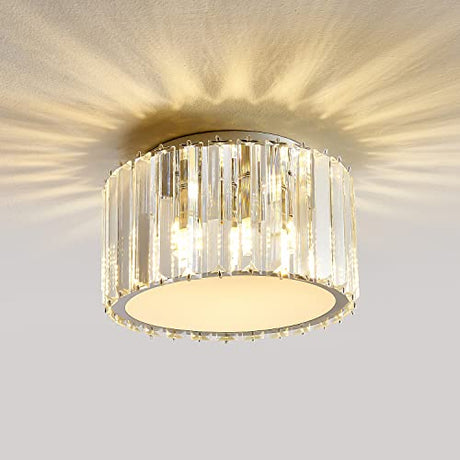 Modern Crystal Ceiling Light Fixture, Mini Flush Mount Crystal Chandelier