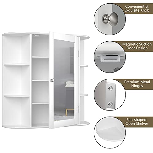 Bathroom Medicine Cabinet with Mirror, Wall Mounted Bathroom Storage Cabinet