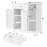 Large Bathroom Floor Cabinet, Side Cabinet with Drawer & Adjustable Shelves