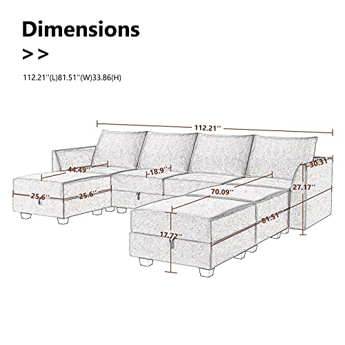 Modular Sectional Sofa U Shaped Couch Reversible Sofa Couch
