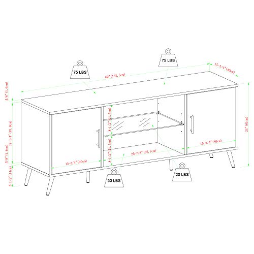 Mid Century Modern Glass Shelf TV Stand