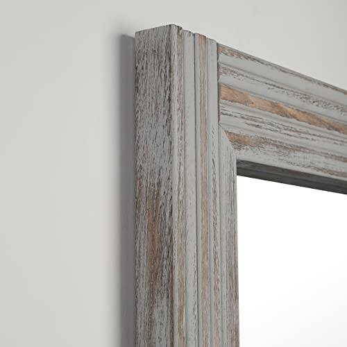 Hand-Made Wooden Spliced Wall Mirror for Bathroom, Rustic Farmhouse Vanity Mirror