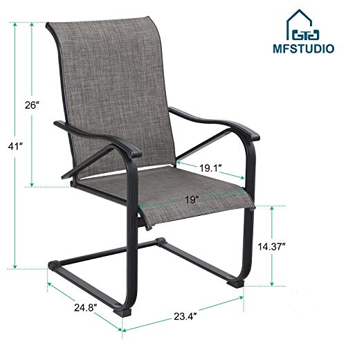 Outdoor Sling Dining Chair, 2 PCS Heavy Duty Spring Motion Patio Dining Chair