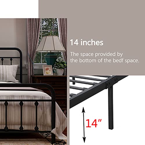 Metal Bed Frame , Victorian Vintage Style Headboard and Footboard