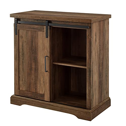 Carson Modern Farmhouse Sliding Slat Door Storage Cabinet, 32 Inch\