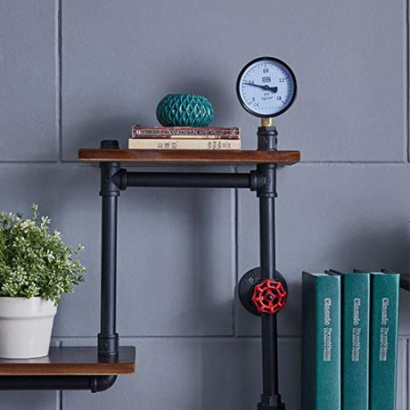 Industrial Rustic Modern Wood Ladder Pipe Wall Shelf 4 Layer Pipe Design Bookshelf DIY