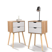 Nightstand 2 Drawers End Table Storage Wood Cabinet Bedroom Accent Side Table