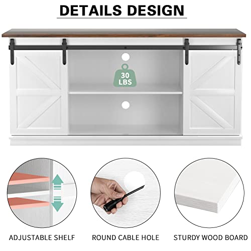 Modern Farmhouse TV Stand with Sliding Barn Door