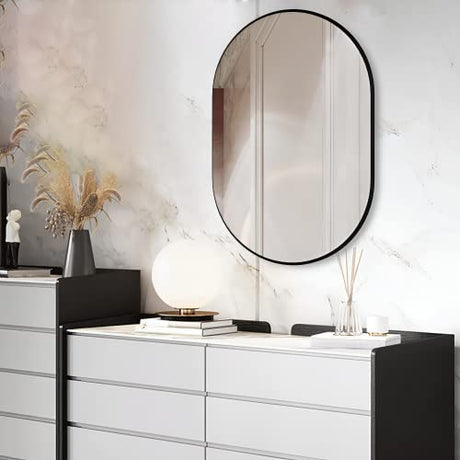 Black Oval Wall Mirror,