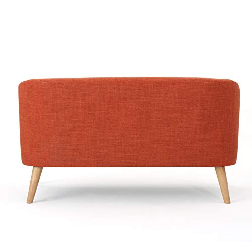 Bridie Mid-Century Modern Loveseat, Muted Orange Fabric