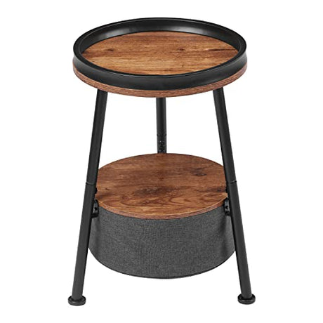 3 Legs Round End Table, 2 Tier Round Side Table with Storage Basket