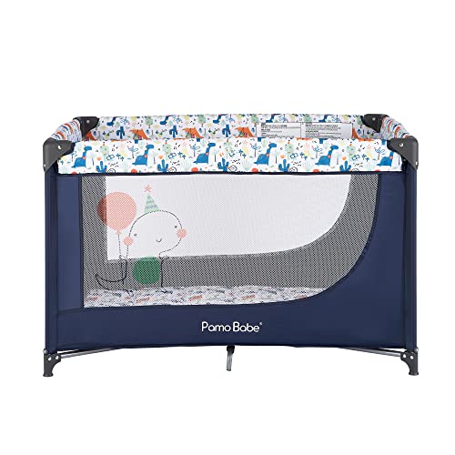 Portable Crib Baby Playpen with Mattress and Carry Bag (Blue)