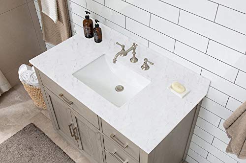 Grace 42-Inch  Mid-Century Bathroom Sink Vanity Set with Carrara White Quartz Top