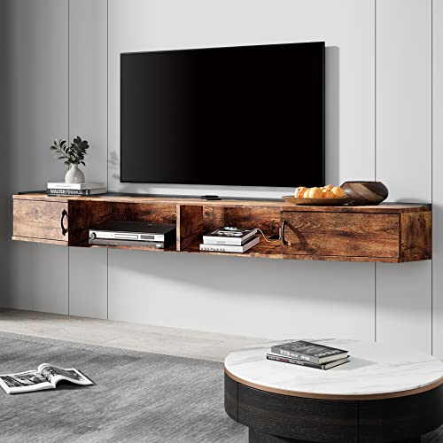 Floating TV Stand with Cabinet, Wall Mounted TV Shelf with Door Media