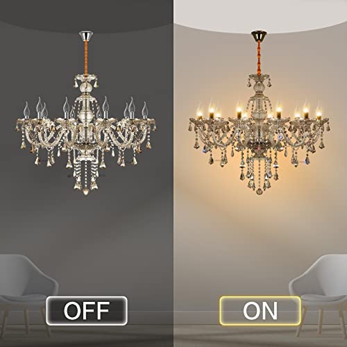 25.6 x 35.4 Inch Modern Luxurious 10 Lights K9 Crystal Chandelier Candle Pendant Lamp