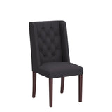 Blythe Tufted Fabric Dining Chairs, 2-Pcs Set, Dark Charcoal / Brown