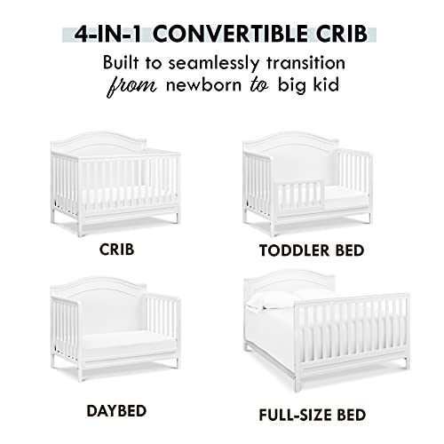 Charlie 4-in-1 Convertible Crib in White, Greenguard Gold Certified