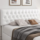 Modern Upholstered Bed Frame with 4 Drawers, Button Tufted Headboard Design