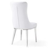 Modern Norma Dining Chair - White with Polished Stainless Steel Base