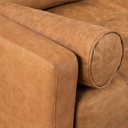 Napa 72" Apartment Sofa in Full-Grain Pure-Aniline Italian Leather, Cognac Tan