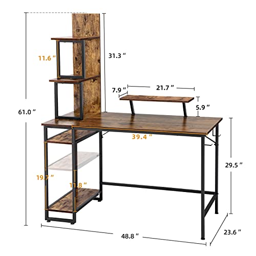 Computer Desk with Storage Shelves