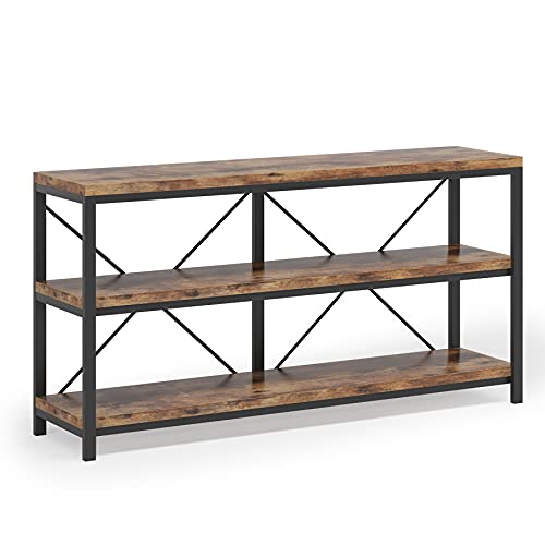 3 Tiers TV Console TV Stand Long Sofa Table with Storage Shelves