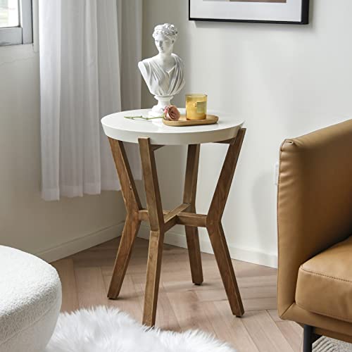 Modern Round Side Table, Boho Pedestal Table for Decorative Display