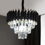 Modern Crystal Chandeliers 3 Tiers Black and Gold