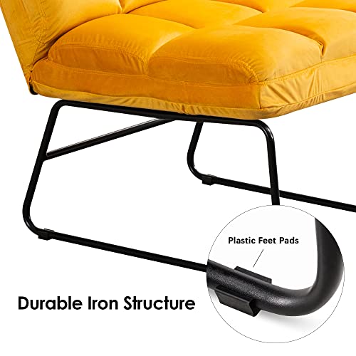 Accent Chair with Ottoman, Velvet Modern Metal Legs