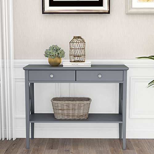 Console Sofa Table Classic X Design with 2 Drawers