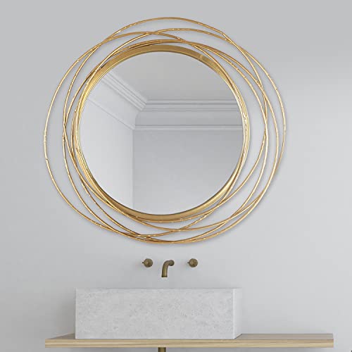 Round Gold Mirror 27.5" for Living Room Wall Decor,
