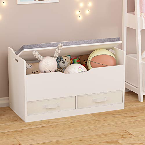 Wooden Toy Box with Bench Seat