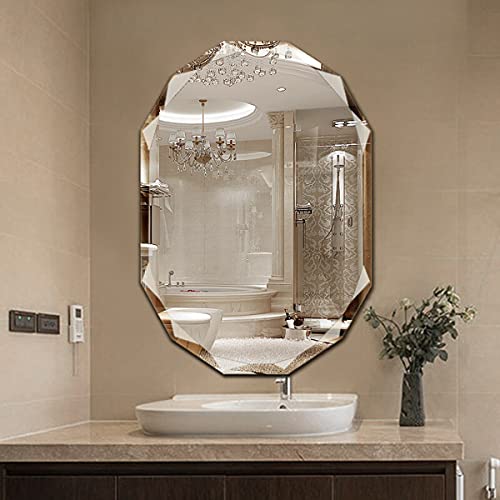 Single Beveled Edge Frameless Wall Mount Bathroom Vanity Mirror