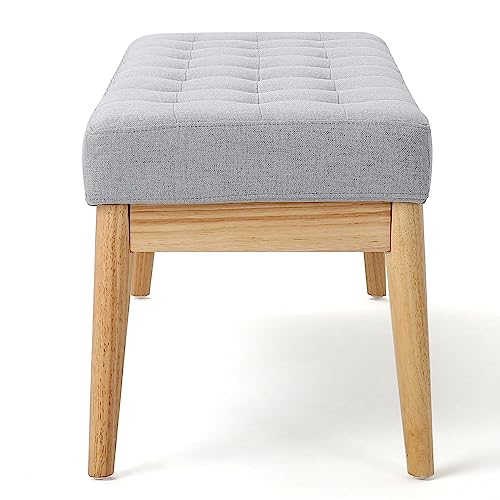 Saxon Fabric Bench, Light Grey, 15.75” D x 43.50” W x 17.00” H