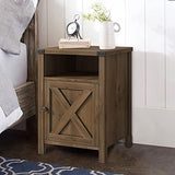 Side Table, Set of 2 End Table with Barn Door and Shelf