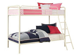 DHP Twin-Over-Twin Bunk Bed with Metal Frame and Ladder, Space-Saving Design, White