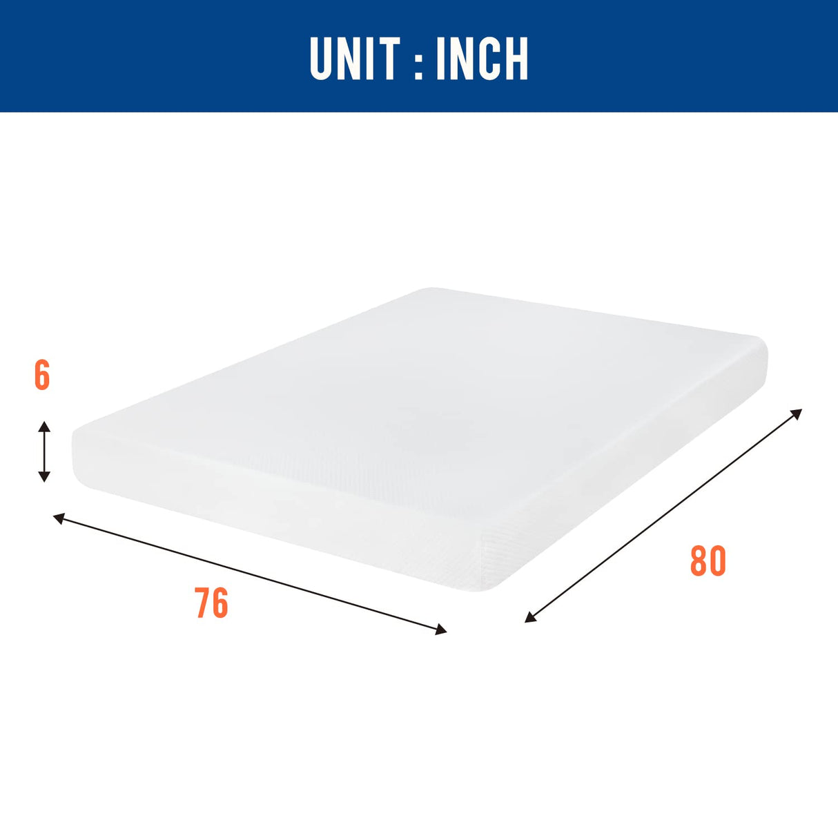 King Mattress 6 inch Gel Memory Foam Queen