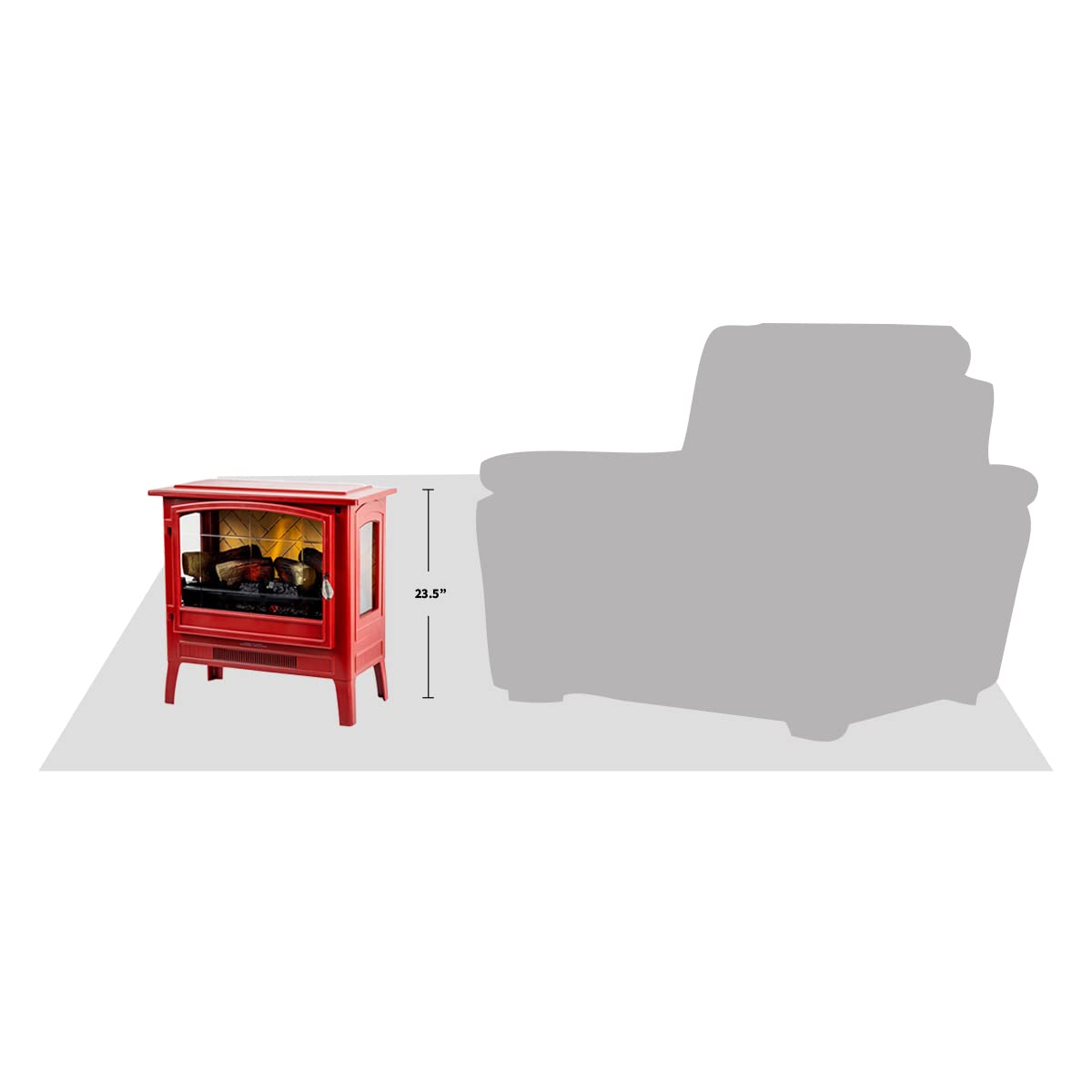 Infrared Freestanding Electric Fireplace Stove Heater in Deep Red