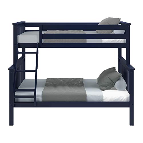 Bunk Bed, Twin-Over-Full Wood Bed Frame For Kids, Blue