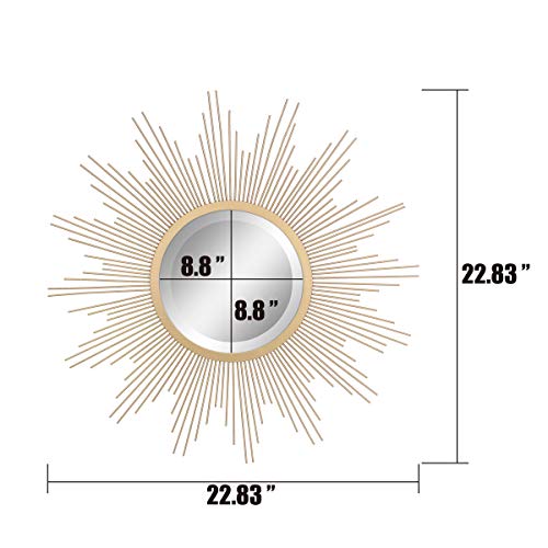 Sunburst Wall mirror, 24 Inch, Gold