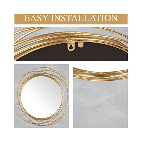 Round Gold Mirror 27.5" for Living Room Wall Decor,
