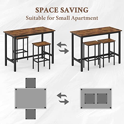 Bar Table and Chairs Set, 47.2 Inch Bar Table Set, Bar Height Table