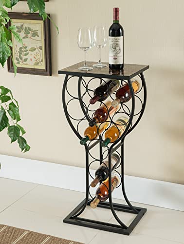 Furniture Metal with Marble Finish Top Wine Storage Organizer Display Rack Table