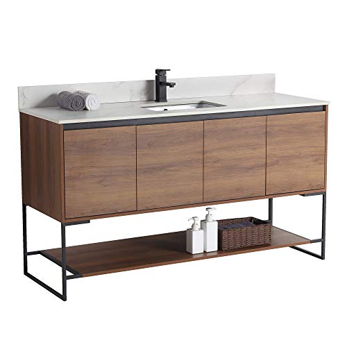 60" Inch Bathroom Vanity and Sink, Knob Free Design