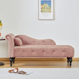 Tufted Upholstered Velvet Rolled Arm Chaise Lounges Indoor Chair