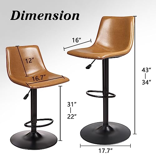 Adjustable Swivel Bar Stools Set of 2,Counter Heigh Bar Stools with Back