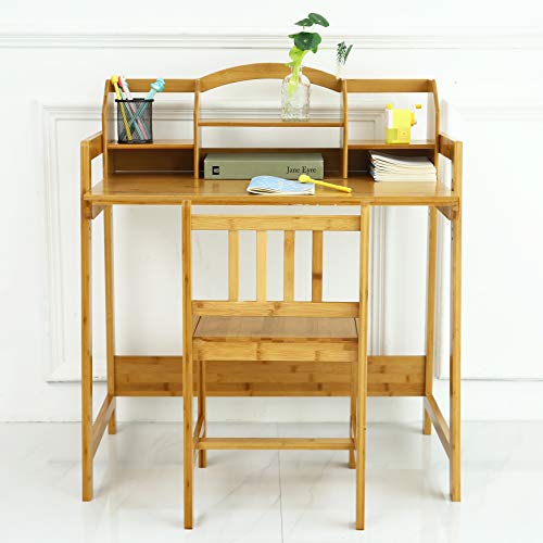 Bamboo Height Adjustable Kids Desk and Chair Set, Children Desk