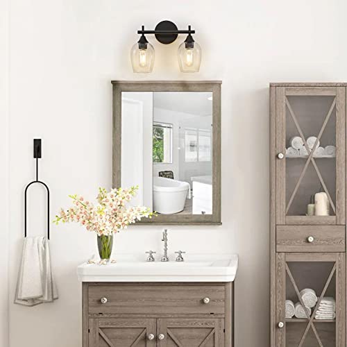 Black Vanity Lights for Bathroom,2-Ligh Bathroom Light Glass Shade
