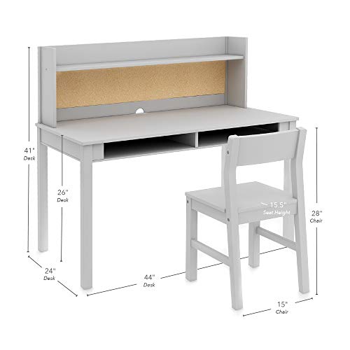 Living and Learning Kids' Desk with Hutch and Chair Set - Gray (Ages 5-12 Years)