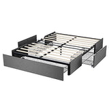 Queen Size Platform Bed Frame with 3 Storage Drawers